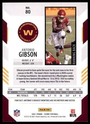 2021 Score Base Antonio Gibson Washington Football Team 80 - Football Card Single