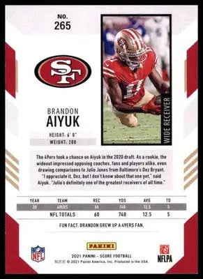 2021 Score Base Brandon Aiyuk San Francisco 49ers 265 - Football Card Single