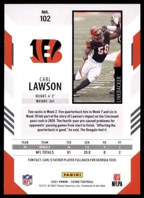 2021 Score Base Carl Lawson Cincinnati Bengals 102 - Football Card Single