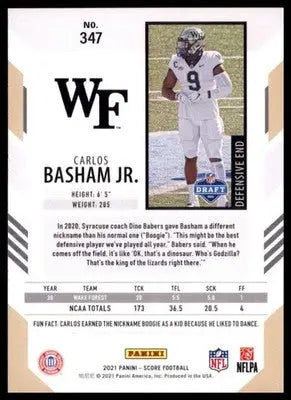 2021 Score Base Carlos Basham Jr. RC Wake Forest Demon Deacons 347 - Football Card Single