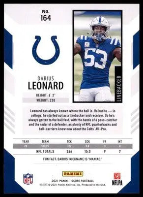 2021 Score Base Darius Leonard Indianapolis Colts 164 - Football Card Single