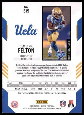 2021 Score Base Demetric Felton RC UCLA Bruins 319 - Football Card Single