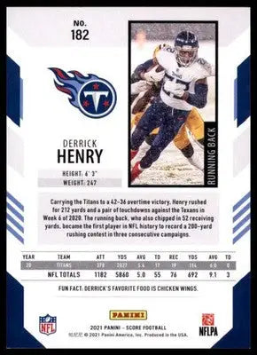 2021 Score Base Derrick Henry Tennessee Titans 182 - Football Card Single