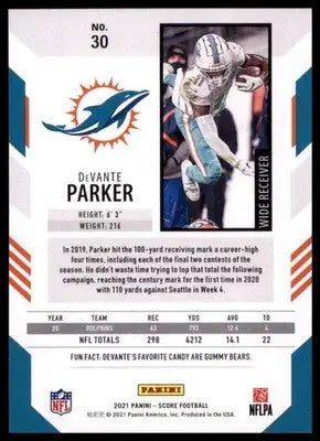 2021 Score Base DeVante Parker Miami Dolphins 30 - Football Card Single
