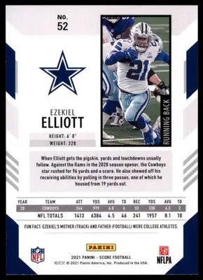 2021 Score Base Ezekiel Elliott Dallas Cowboys 52 - Football Card Single