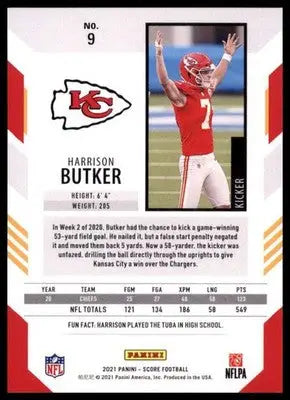 2021 Score Base Harrison Butker Kansas City Chiefs 9 - Football Card Single