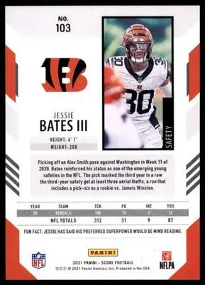 2021 Score Base Jessie Bates III Cincinnati Bengals 103 - Football Card Single