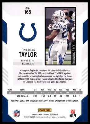 2021 Score Base Jonathan Taylor Indianapolis Colts 165 - Football Card Single