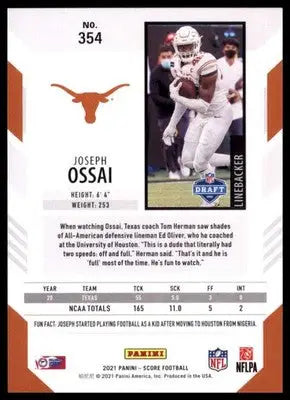 2021 Score Base Joseph Ossai RC Cincinnati Bengals 354 - Football Card Single