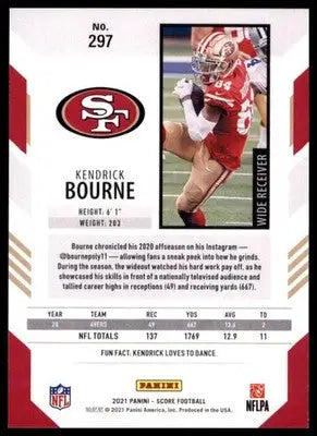 2021 Score Base Kendrick Bourne San Francisco 49ers 297 - Football Card Single