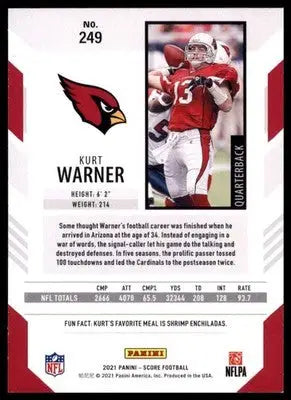 2021 Score Base Kurt Warner Arizona Cardinals 249 - Football Card Single