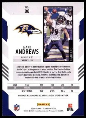 2021 Score Base Mark Andrews Baltimore Ravens 88 - Football Card Single