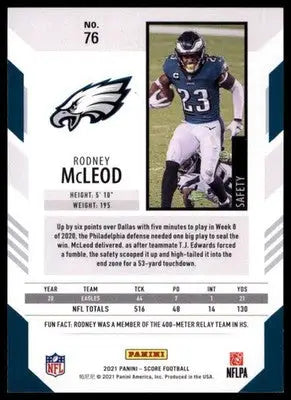 2021 Score Base Rodney McLeod Philadelphia Eagles 76 - Football Card Single