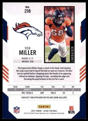 2021 Score Base Von Miller Denver Broncos 218 - Football Card Single