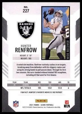 2021 Score Hunter Renfrow 227 Las Vegas Raiders - Football Card Single