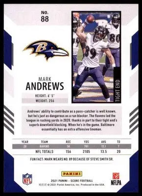 2021 Score Mark Andrews 88 Baltimore Ravens - Football Card Single