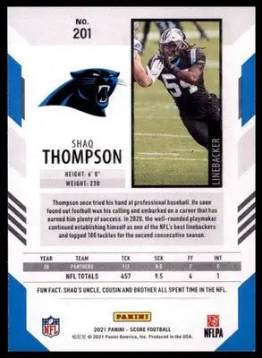 2021 Score Shaq Thompson 201 Carolina Panthers - Football Card Single