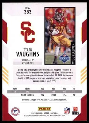 2021 Score Tyler Vaughns RC 383 USC Trojans - Football Card Single