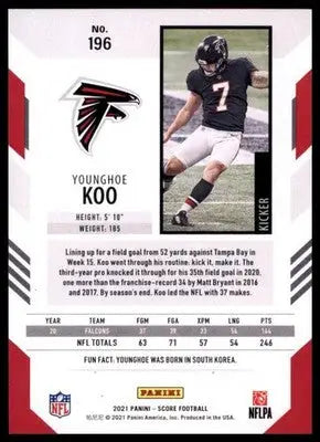 2021 Score Younghoe Koo 196 Atlanta Falcons - Football Card Single