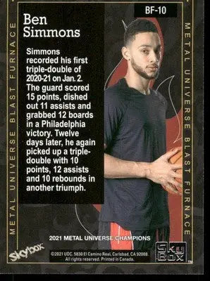 2021 Skybox Metal Universe Blast Furnace Ben Simmons #BF-10 Basketball - Basketball Card Single