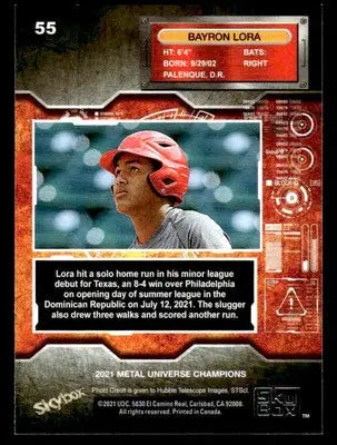 2021 SkyBox Metal Universe Champions #55 Bayron Lora - Baseball Card Single
