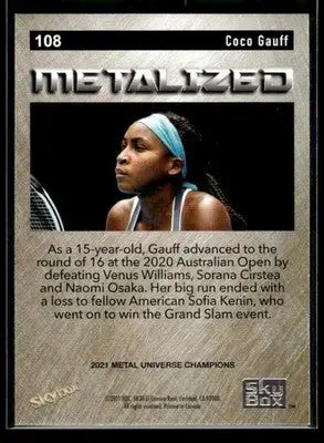 2021 SkyBox Metal Universe Champions Coco Gauff #108 Copper Tennis - Other