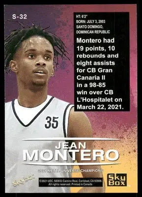 2021 Skybox Metal Universe Champions Jean Montero #S-32 Basketball - Basketball Card Single