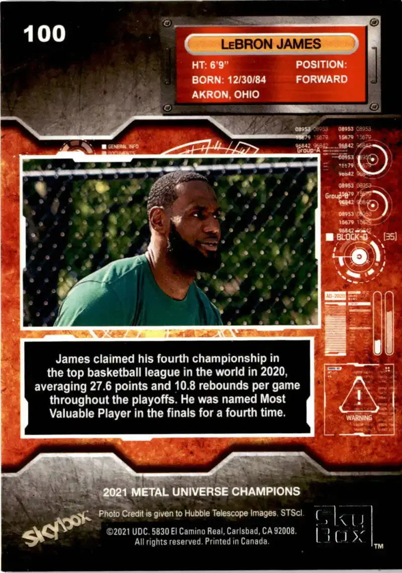 2021 Skybox Metal Universe Champions NM-MT #100 LeBron James Basketball Card - Basketball Card Single