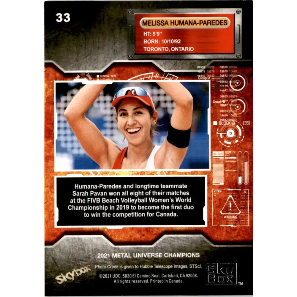 2021 Skybox Metal Universe Champions NM-MT #33 Melissa Humana-Paredes Beach Volleyball Card - Other