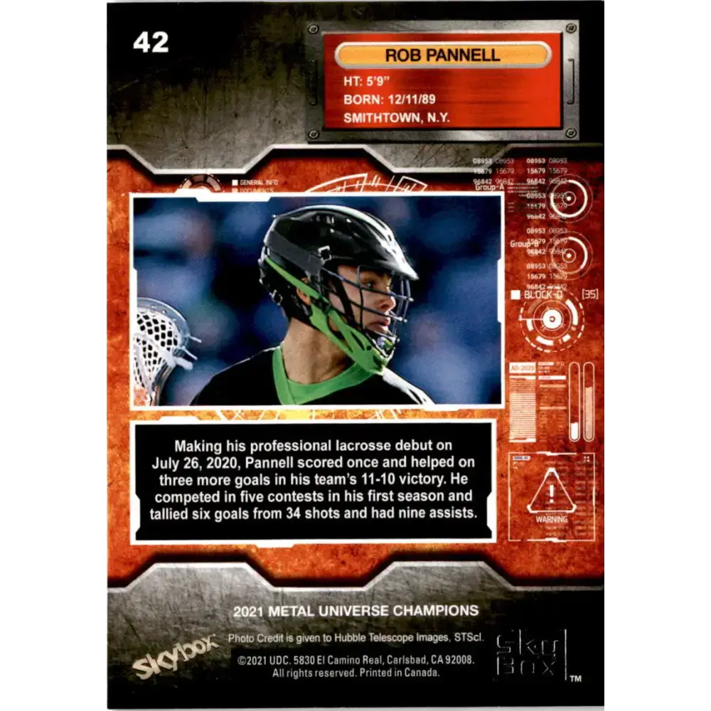2021 Skybox Metal Universe Champions NM-MT #42 Rob Pannell Lacrosse Card - Lacrosse Card Single