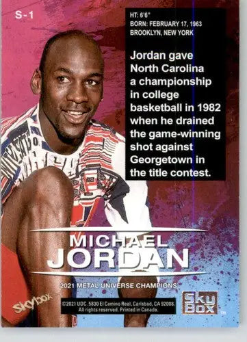 Michael Jordan basketball card with original gloss from 2021 Skybox Metal Universe