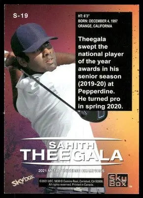 2021 Skybox Premium Metal Universe Champions Sahith Theegala #S-19 Golf - Golf Card Single