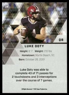 2021 Super Glow 1st Ever Luke Doty #34 Football - Football Card Single