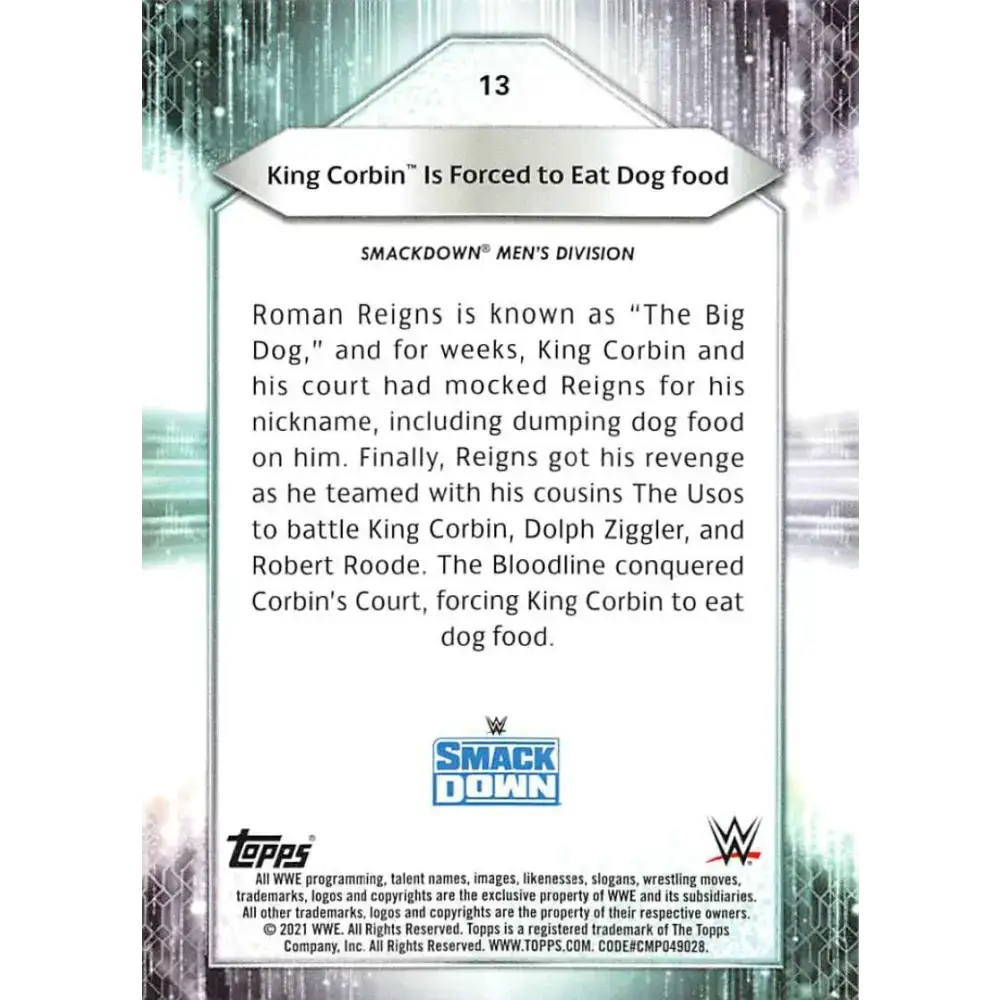2021 Topps #13 King Corbin NM-MT Wrestling Card - Other