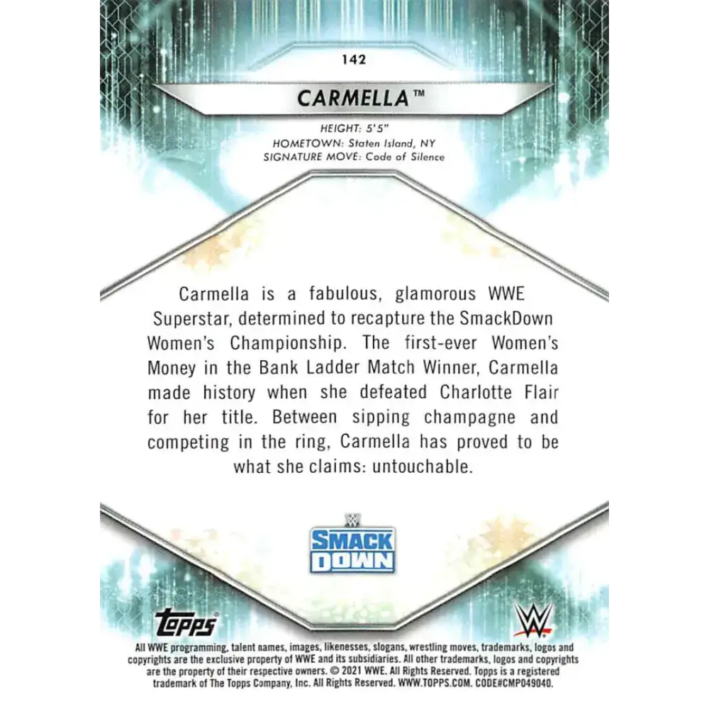 2021 Topps #142 Carmella NM-MT Wrestling Card - Non-Sports Card Single