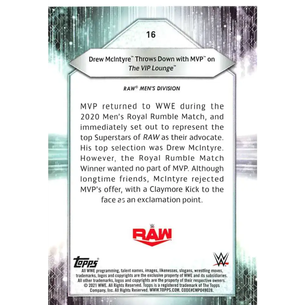 2021 Topps #16 Drew McIntyre NM-MT Wrestling Card - Non-Sports Card Single