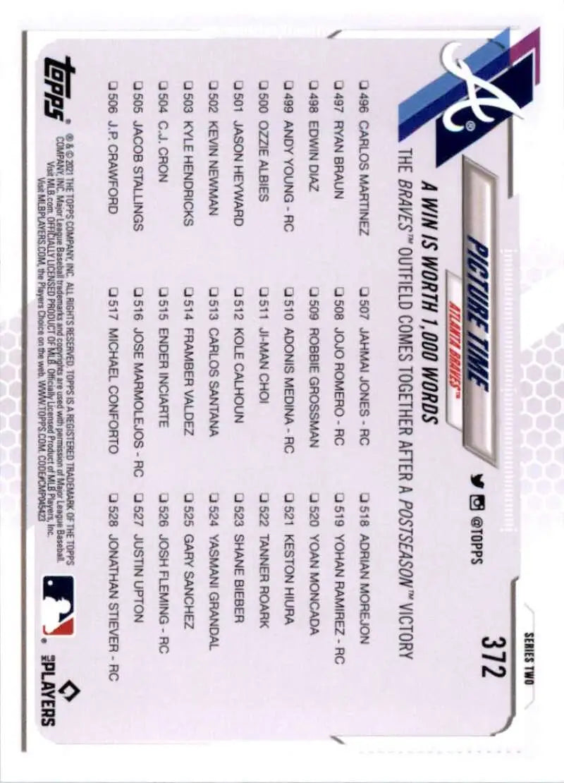 2021 Topps #372 Picture Time NM-MT Atlanta Braves Baseball Card - Baseball Card Single