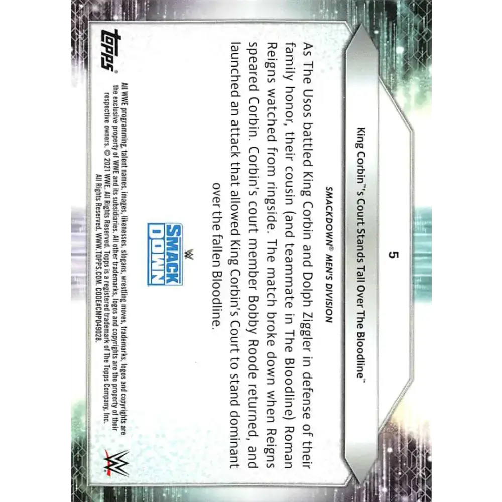 2021 Topps #5 King Corbin’s NM-MT Wrestling Card - Wrestling Card Single