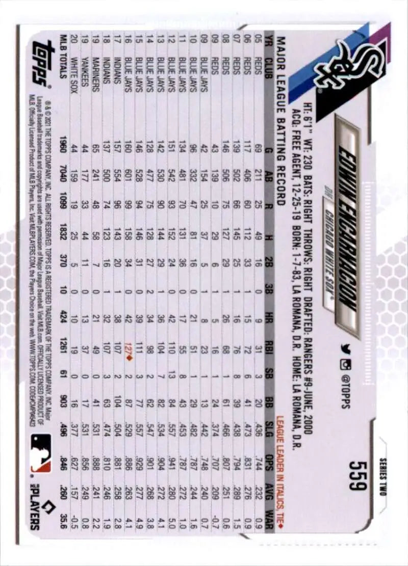 2021 Topps #559 Edwin Encarnacion NM-MT Chicago White Sox Baseball Card - Baseball Card Single