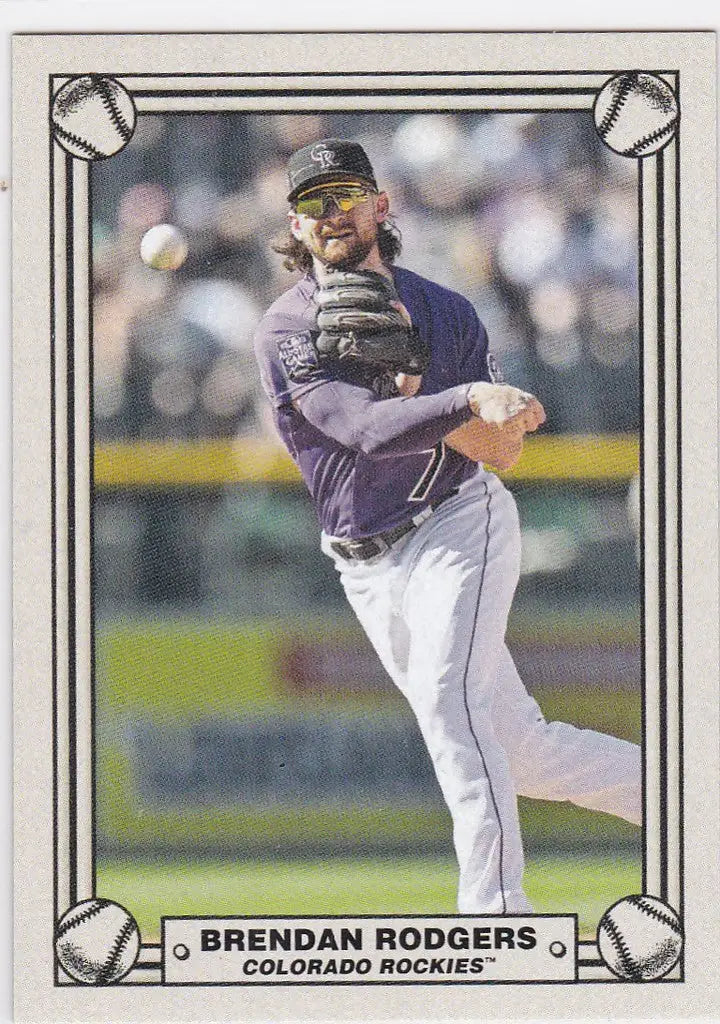 Baseball card of Brendan Rodgers for Colorado Rockies in Montgomery Club Set