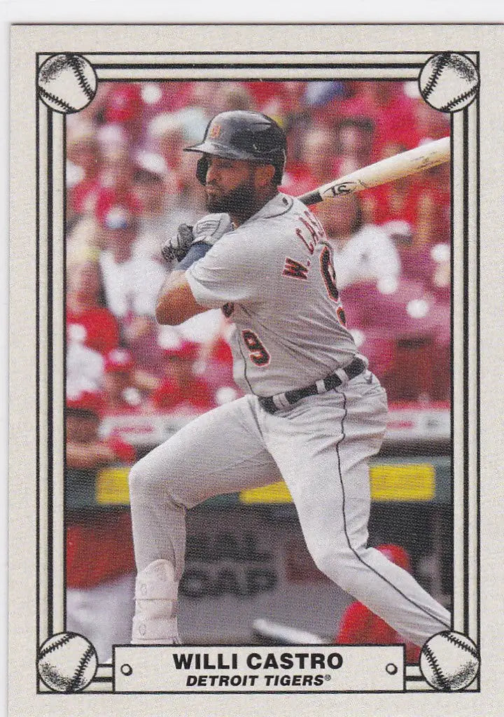 Baseball card of Willi Castro Detroit Tigers in action from Montgomery Club Set