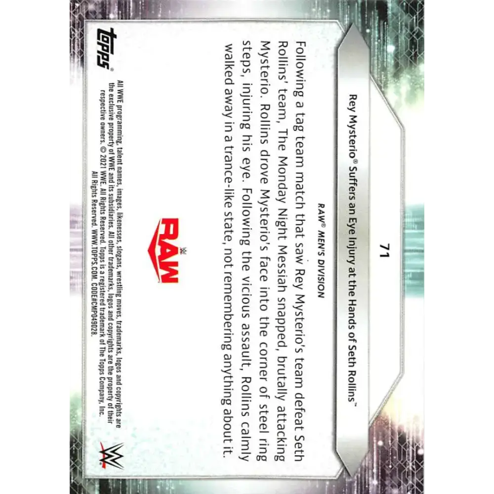 2021 Topps #71 Rey Mysterio NM-MT Wrestling Card - Non-Sports Card Single