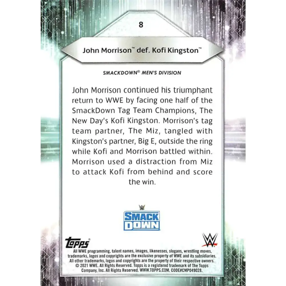 2021 Topps #8 John Morrison NM-MT Wrestling Card - Other