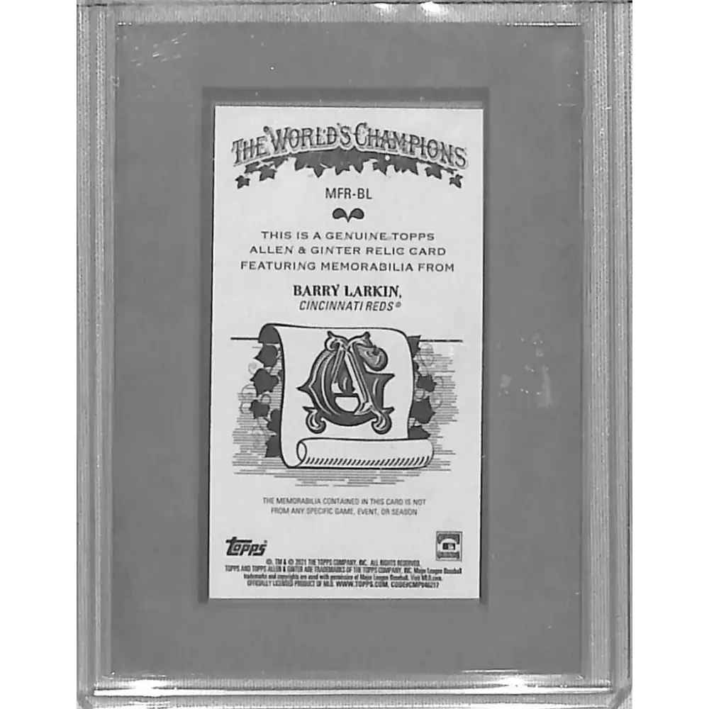 2021 Topps Allen & Ginter Mini Relic #MFR-BL Barry Larkin NM-MT MEM Cincinnati Reds - Baseball Card Single