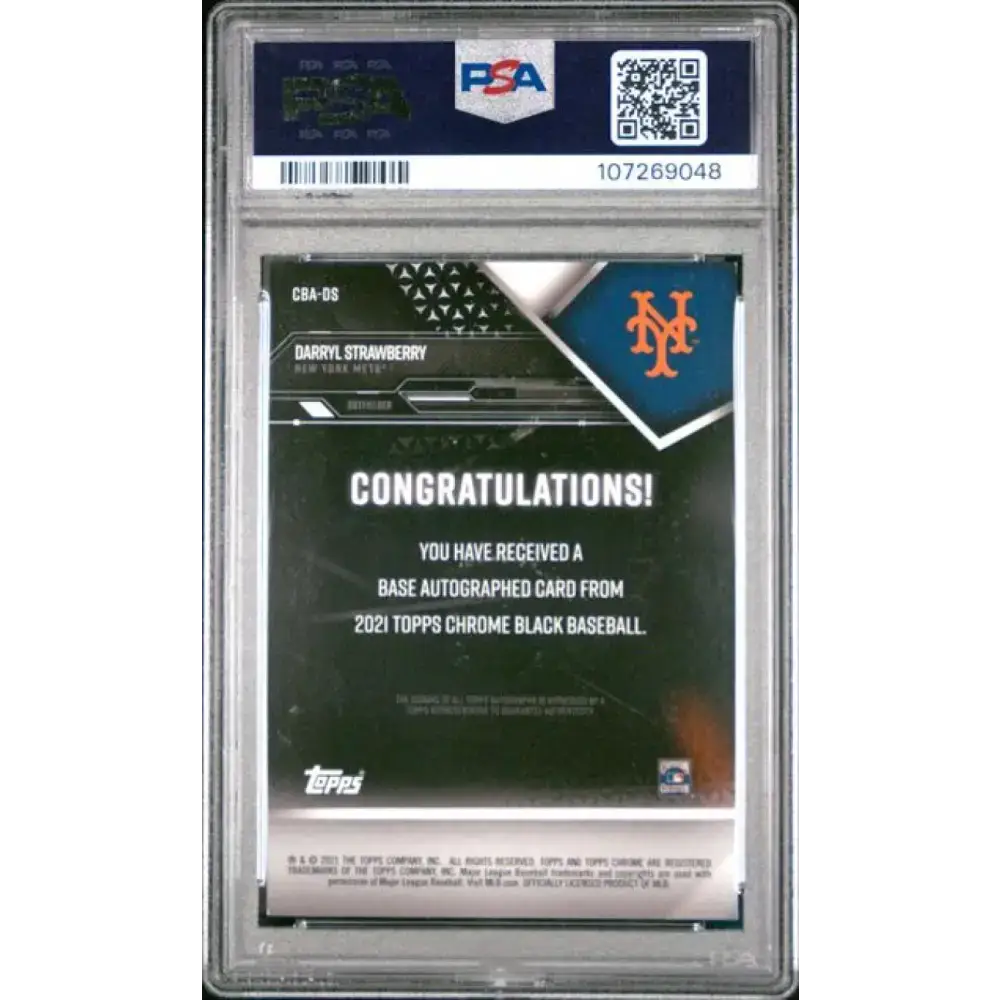 2021 Topps Chrome Black Autographs Refractor Green #CBA-DS Darryl Strawberry PSA 9 MINT Auto 61/99 New York Mets