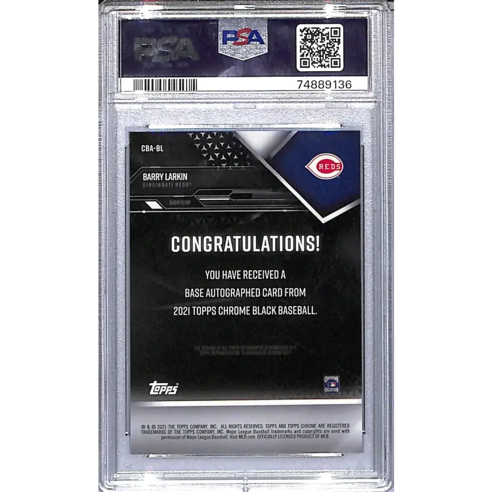 2021 Topps Chrome Black #CBA-BL Barry Larkin PSA 10 GEM MINT Auto Cincinnati Reds Baseball Card - Baseball Card Single