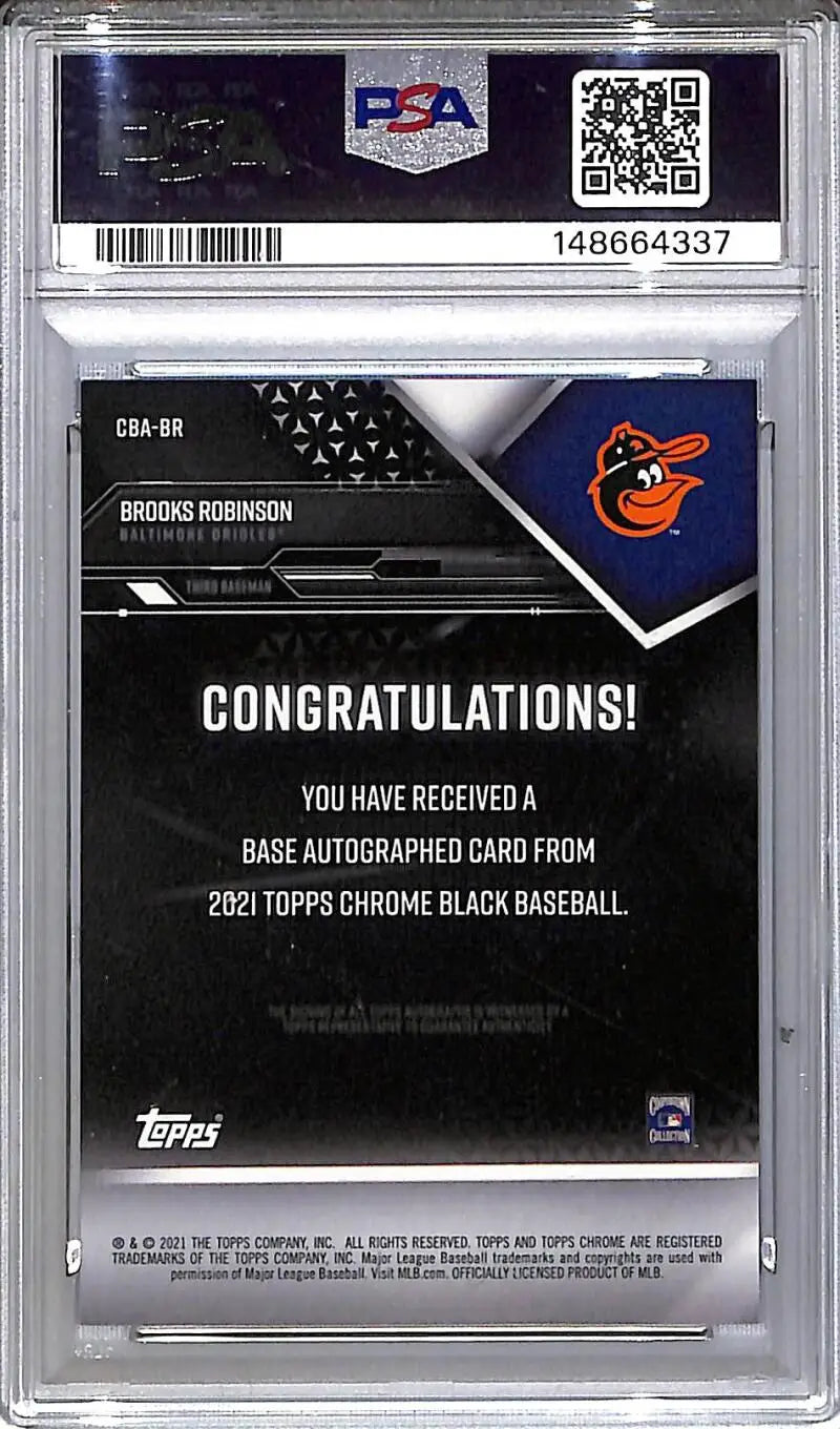 2021 Topps Chrome Black #CBA-BR Brooks Robinson PSA 10 GEM MINT Auto Baltimore Orioles