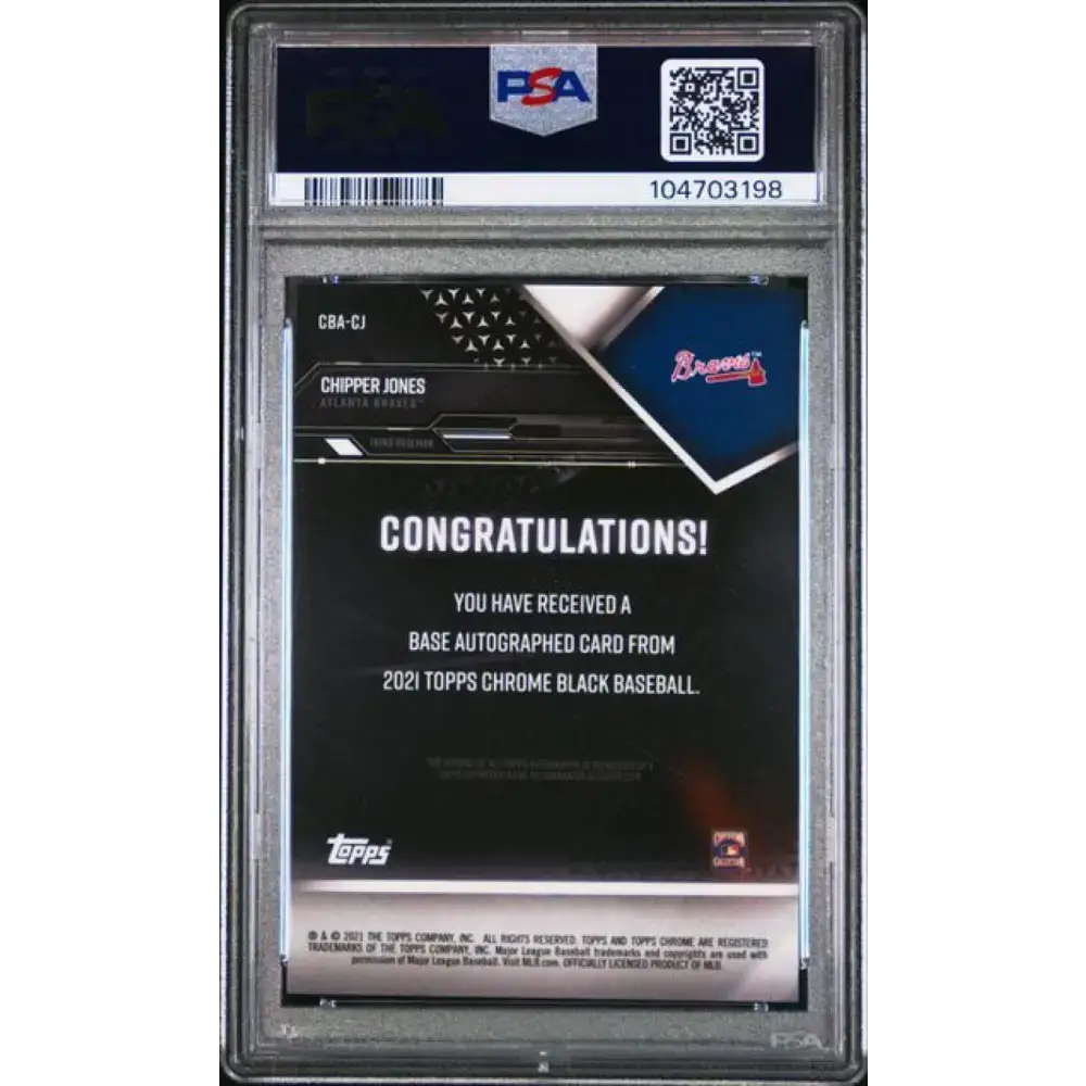 2021 Topps Chrome Black #CBA-CJ Chipper Jones PSA 10 GEM MINT Auto Atlanta Braves Baseball Card - Baseball Card Single