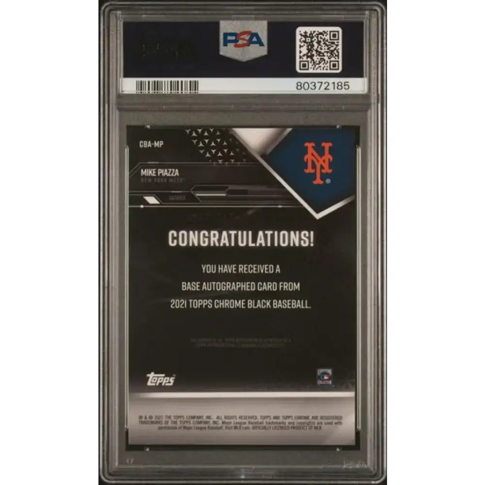 2021 Topps Chrome Black #CBA-MP Mike Piazza PSA 10 GEM MINT Auto New York Mets Baseball Card - Baseball Card Single