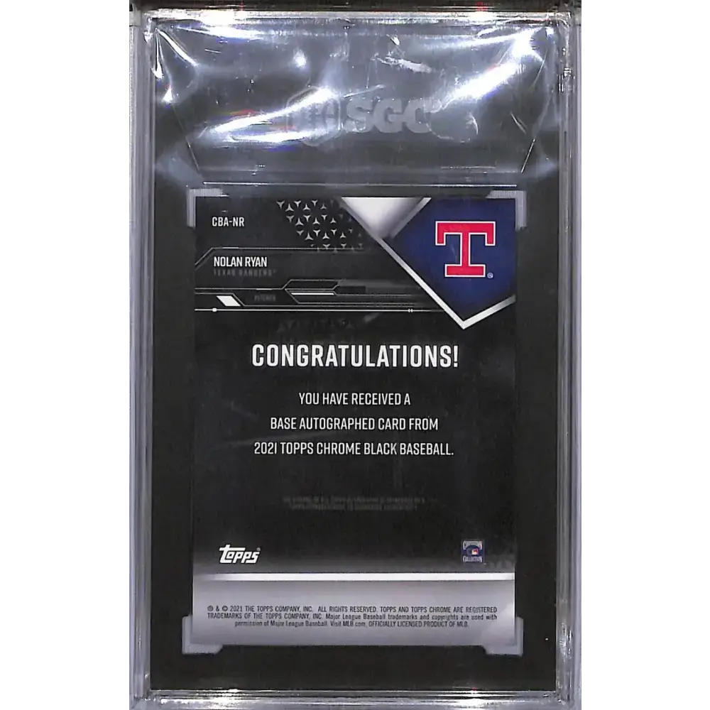2021 Topps Chrome Black #CBA-NR Nolan Ryan SGC 10 Gem Auto Texas Rangers - Baseball Card Single